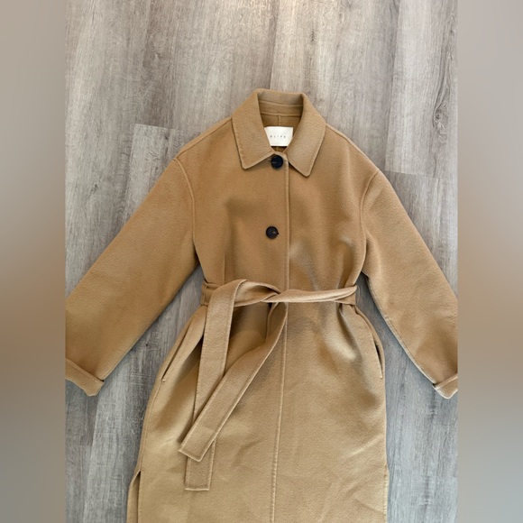 Olive UK Classic Tan Camel Wool Trench Coat with Belt - Picture 7 of 13